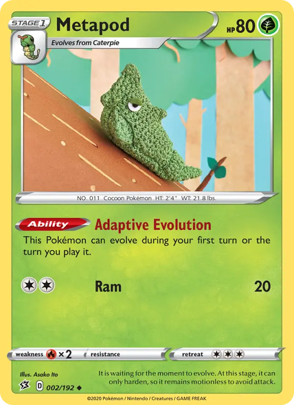 Metapod Uncommon Pokemon card #2 from Rebel Clash