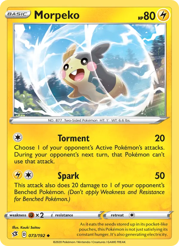 Morpeko Uncommon Pokemon card #73 from Rebel Clash