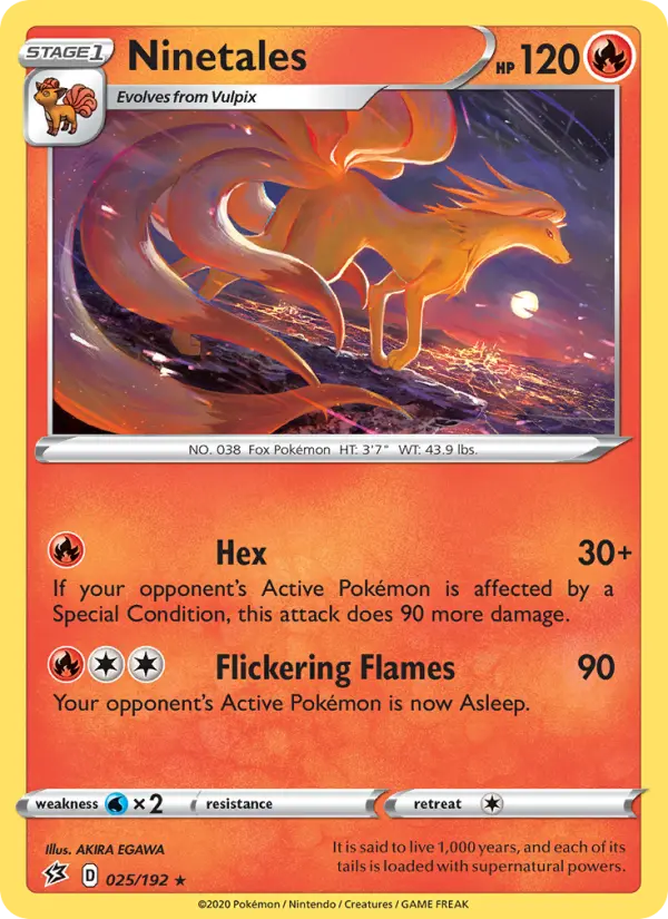 Ninetales Rare Pokemon card #25 from Rebel Clash