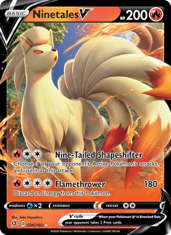 Ninetales V Holo Rare V Pokemon card #26 from Rebel Clash