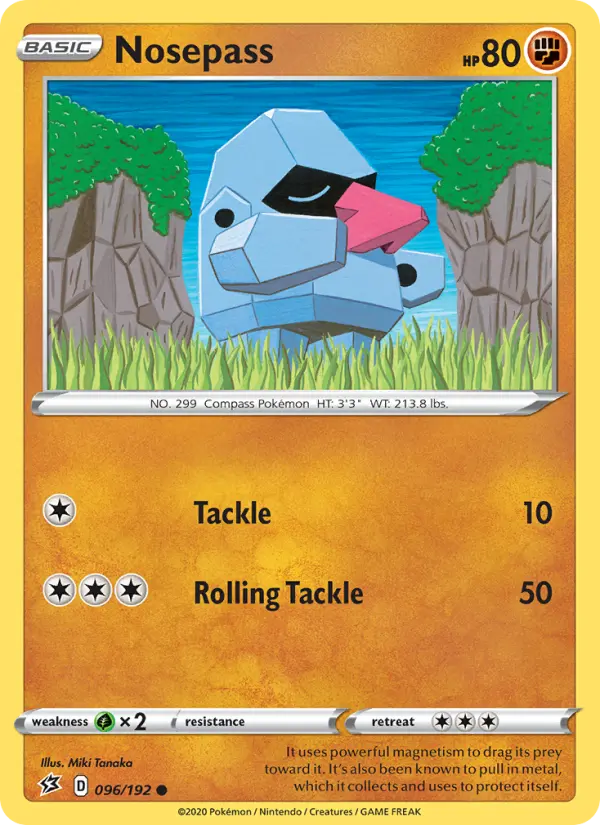 Nosepass Common Pokemon card #96 from Rebel Clash