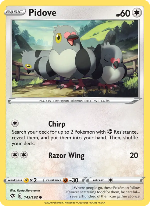 Pidove Common Pokemon card #143 from Rebel Clash