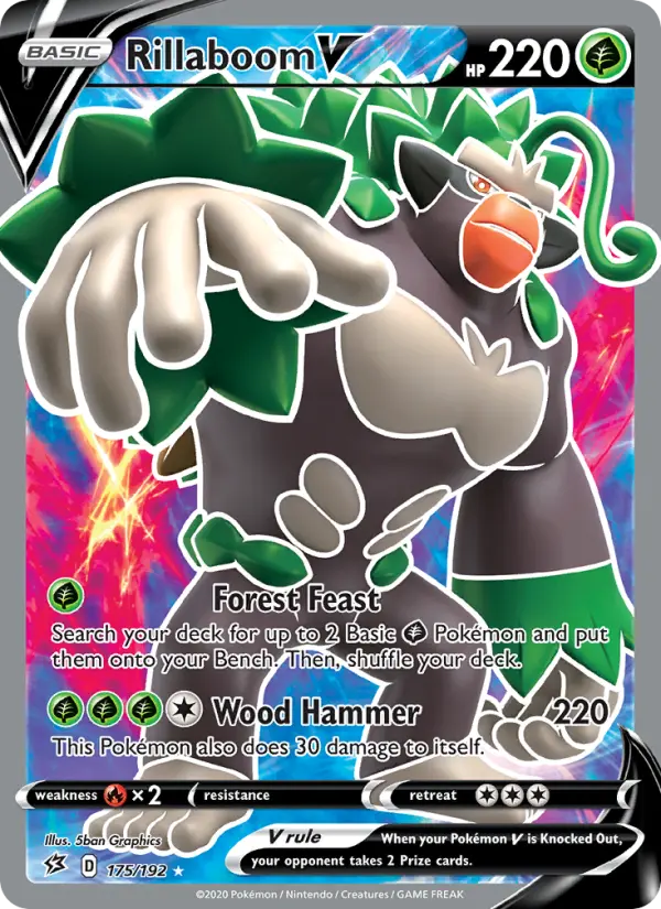 Rillaboom V Ultra Rare Pokemon card #175 from Rebel Clash