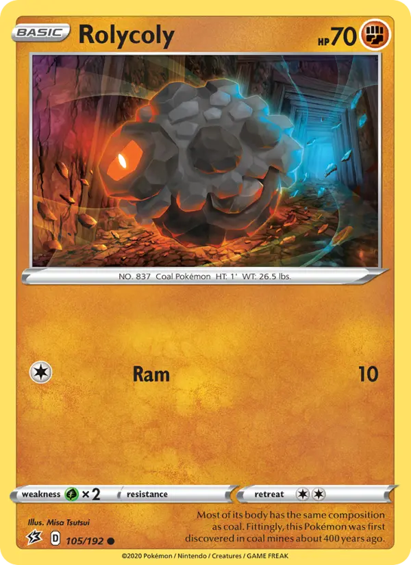 Rolycoly Common Pokemon card #105 from Rebel Clash