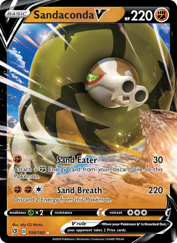 Sandaconda V Holo Rare V Pokemon card #108 from Rebel Clash