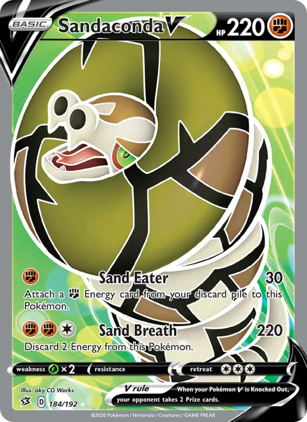 Sandaconda V Ultra Rare Pokemon card #184 from Rebel Clash