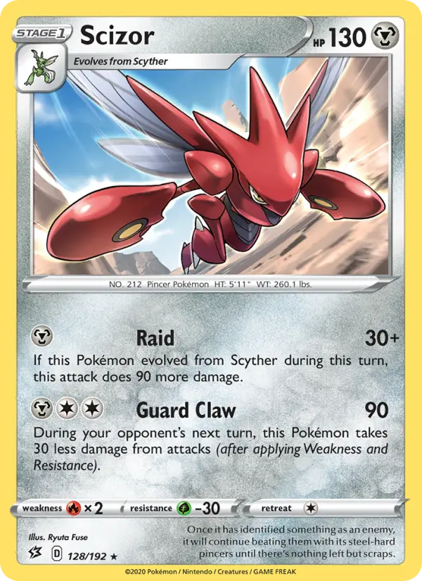 Scizor Rare Pokemon card #128 from Rebel Clash