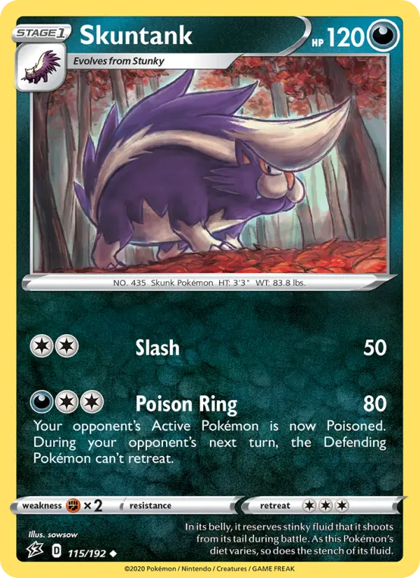 Skuntank Uncommon Pokemon card #115 from Rebel Clash