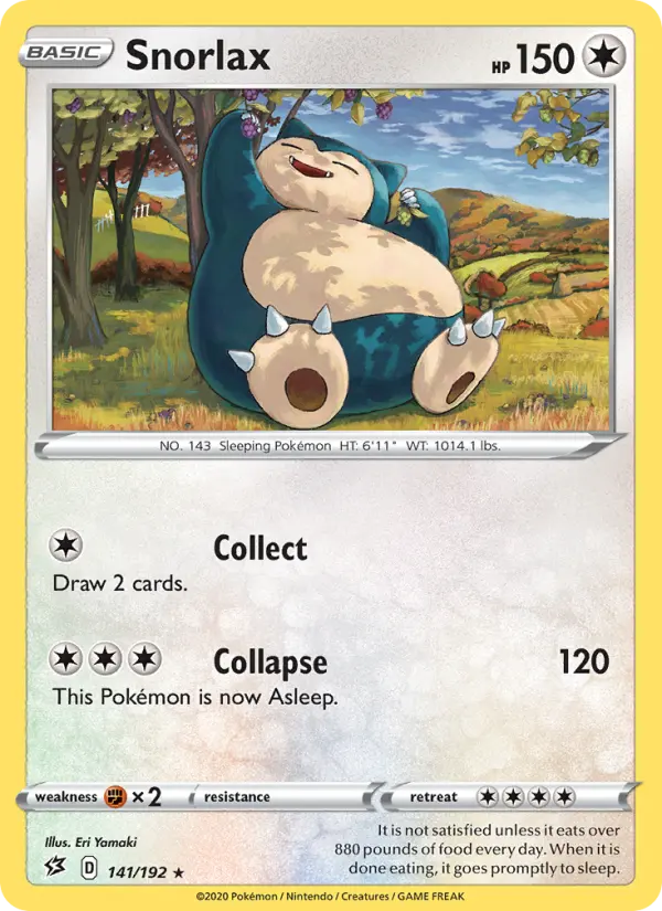 Snorlax Rare Pokemon card #141 from Rebel Clash
