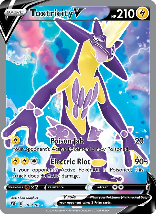 Toxtricity V Ultra Rare Pokemon card #182 from Rebel Clash