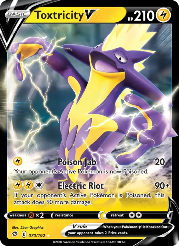 Toxtricity V Holo Rare V Pokemon card #70 from Rebel Clash