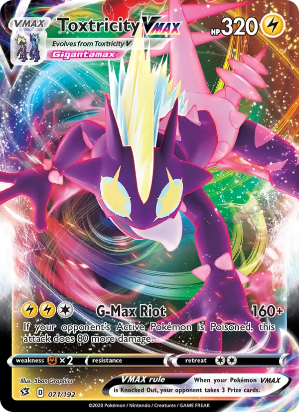 Toxtricity VMAX Holo Rare VMAX Pokemon card #71 from Rebel Clash