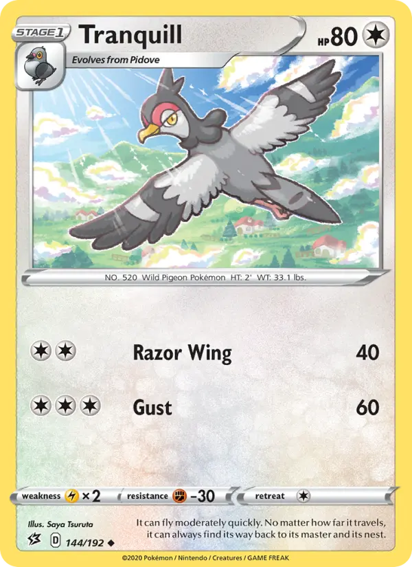 Tranquill Uncommon Pokemon card #144 from Rebel Clash