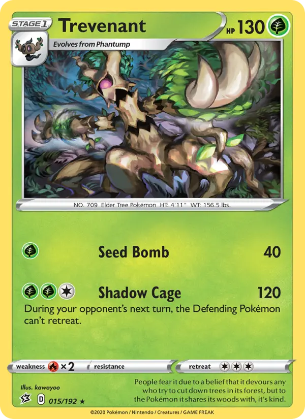 Trevenant Rare Pokemon card #15 from Rebel Clash