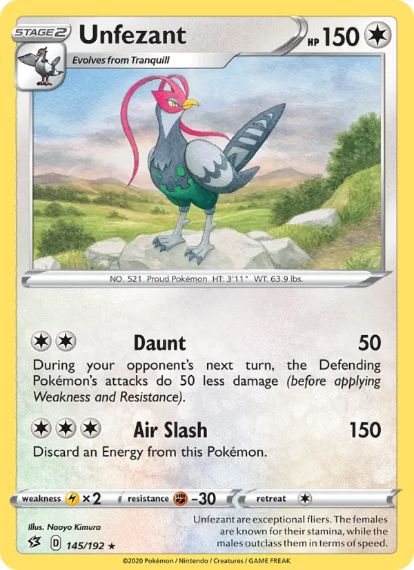 Unfezant Rare Pokemon card #145 from Rebel Clash
