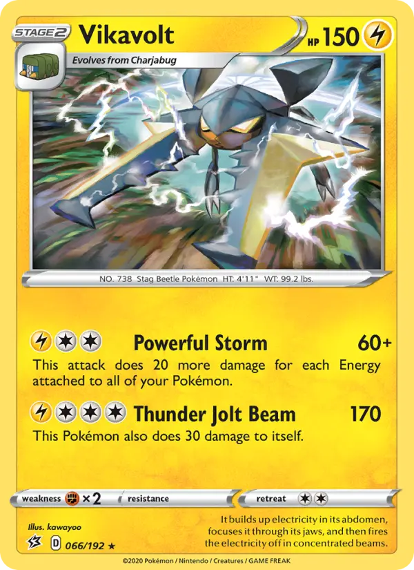 Vikavolt Holo Rare Pokemon card #66 from Rebel Clash