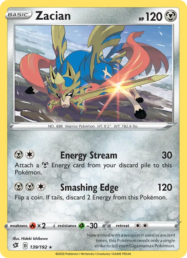 Zacian Rare Pokemon card #139 from Rebel Clash
