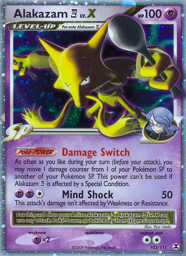 Alakazam 4 Rare Holo LV.X Pokemon card #103 from Rising Rivals