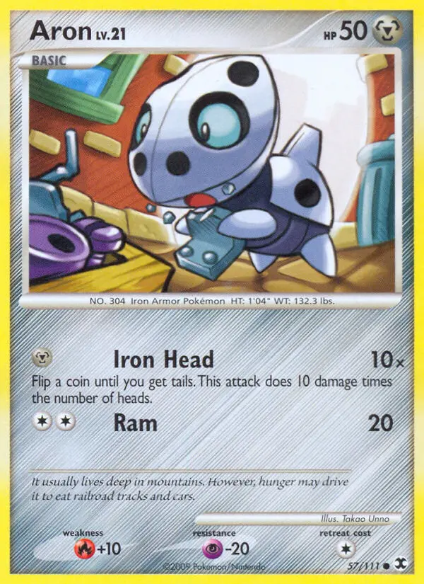Aron Common Pokemon card #57 from Rising Rivals