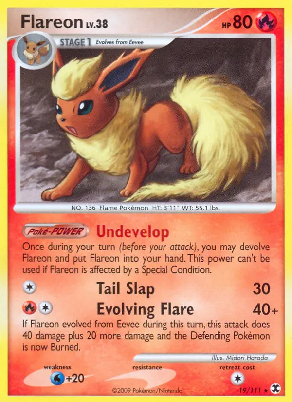 Flareon Rare Pokemon card #19 from Rising Rivals