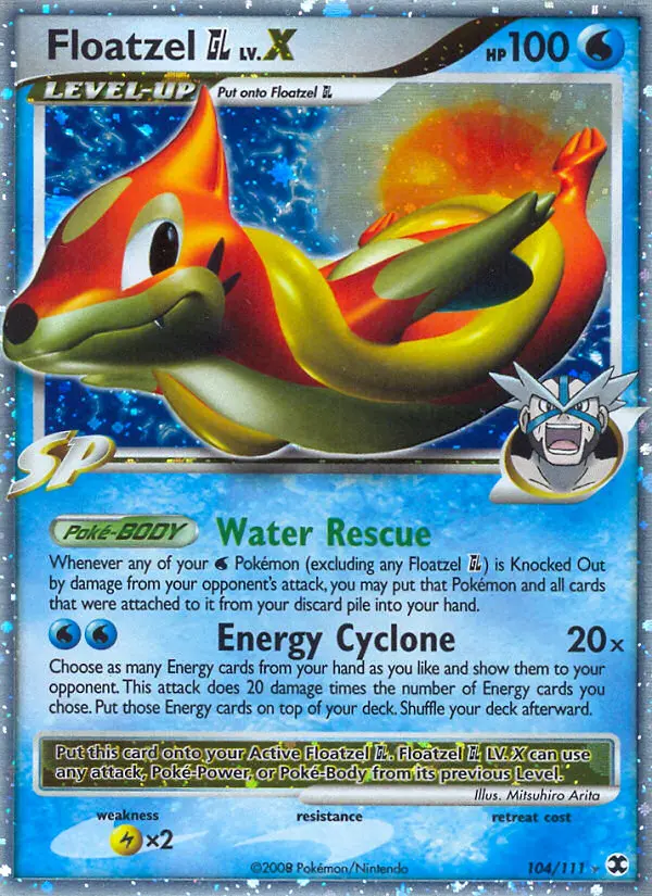 Floatzel GL Rare Holo LV.X Pokemon card #104 from Rising Rivals