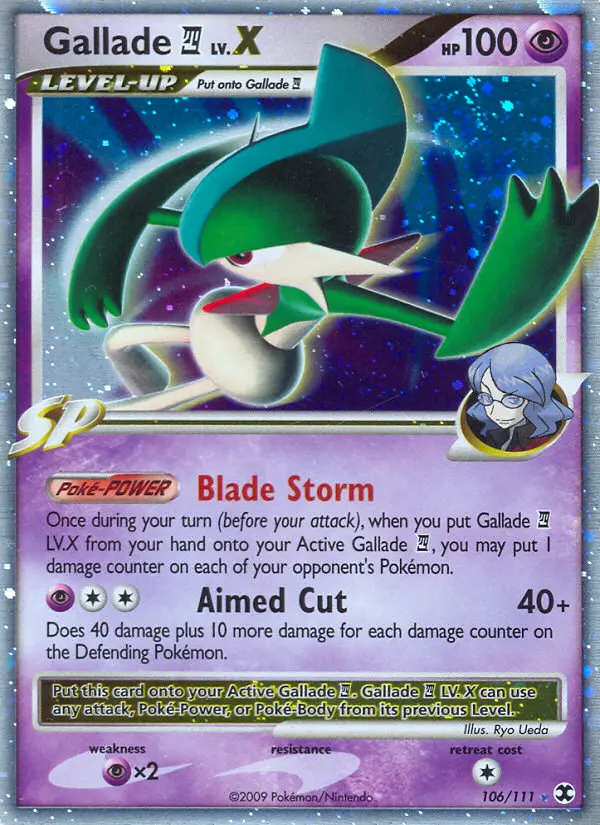 Gallade 4 Rare Holo LV.X Pokemon card #106 from Rising Rivals