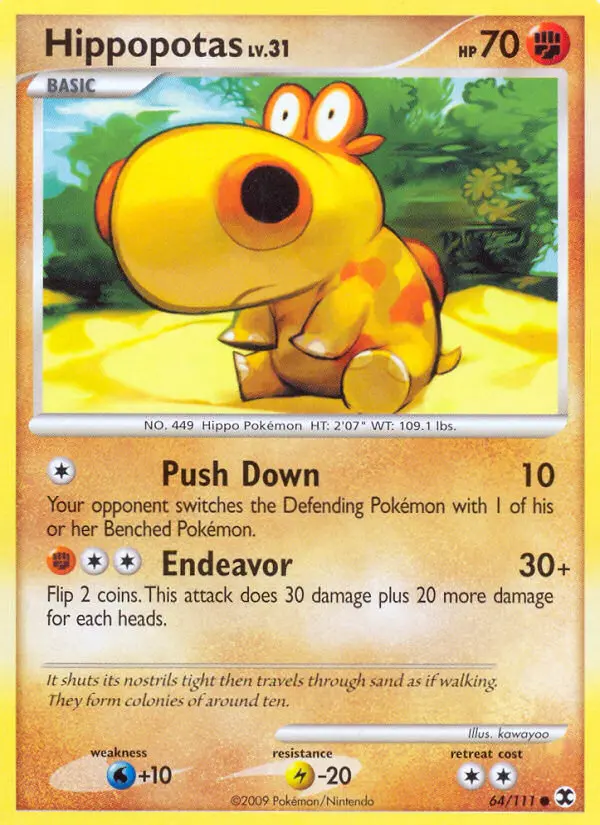 Hippopotas Common Pokemon card #64 from Rising Rivals