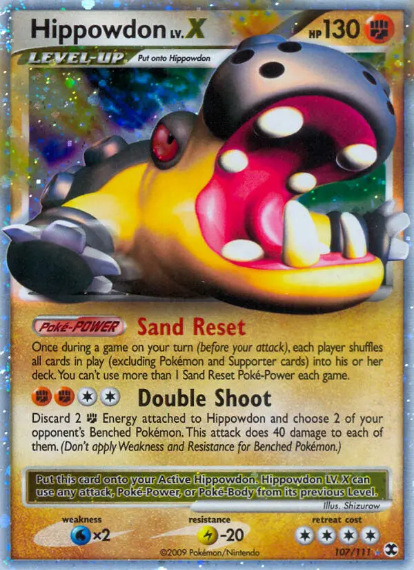 Hippowdon Rare Holo LV.X Pokemon card #107 from Rising Rivals