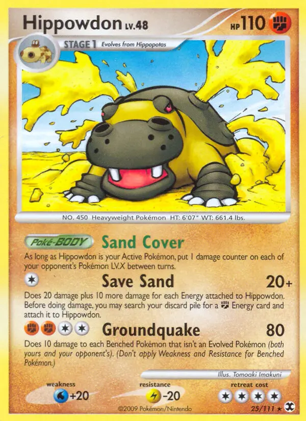 Hippowdon Rare Pokemon card #25 from Rising Rivals