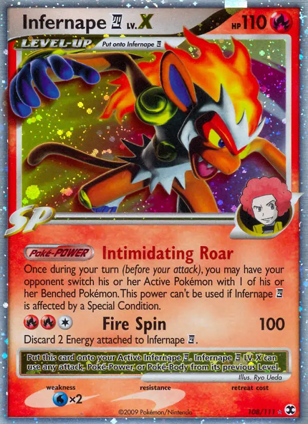 Infernape 4 Rare Holo LV.X Pokemon card #108 from Rising Rivals