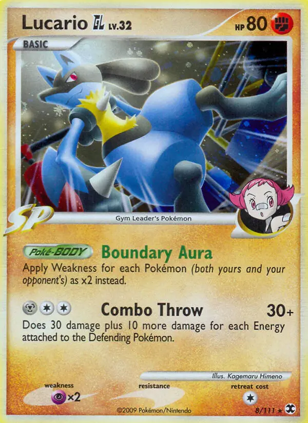 Lucario GL Rare Holo Pokemon card #8 from Rising Rivals