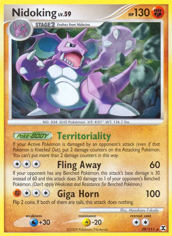 Nidoking Rare Pokemon card #29 from Rising Rivals