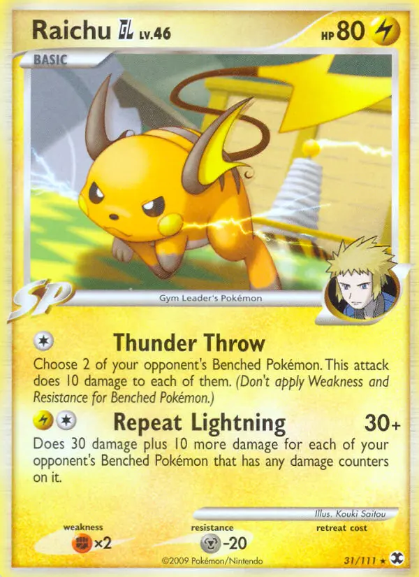 Raichu GL Rare Pokemon card #31 from Rising Rivals
