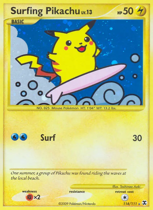 Surfing Pikachu Rare Pokemon card #114 from Rising Rivals