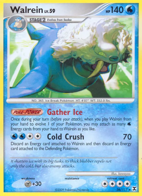 Walrein Rare Pokemon card #36 from Rising Rivals