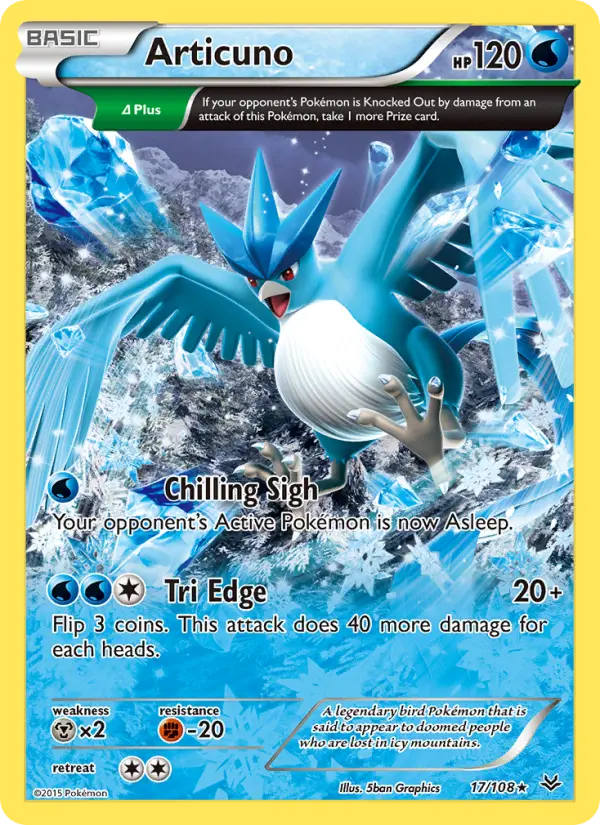 Articuno Rare Pokemon card #17 from Roaring Skies