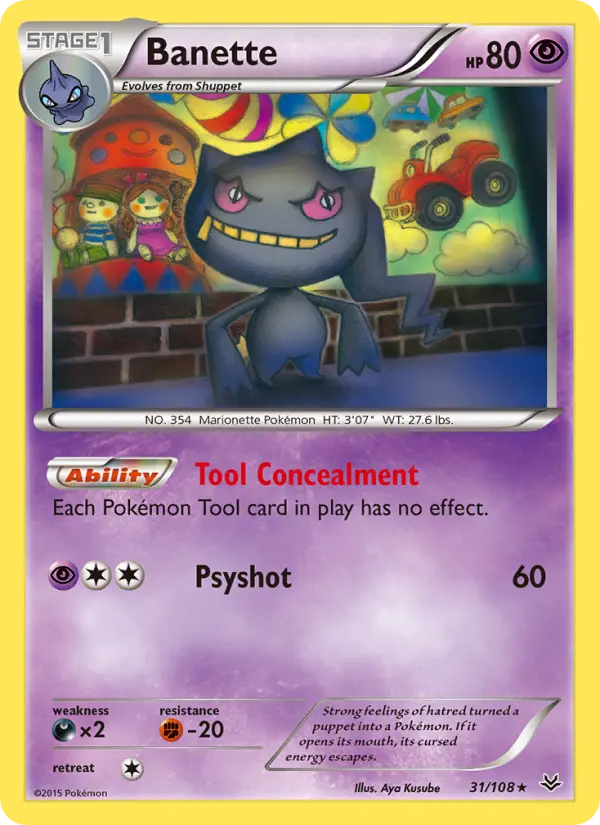 Banette Rare Pokemon card #31 from Roaring Skies