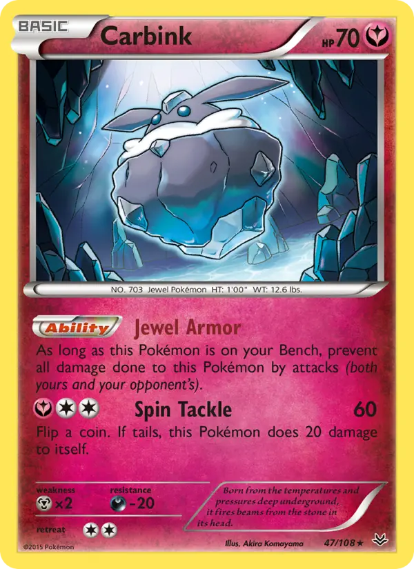 Carbink Rare Pokemon card #47 from Roaring Skies