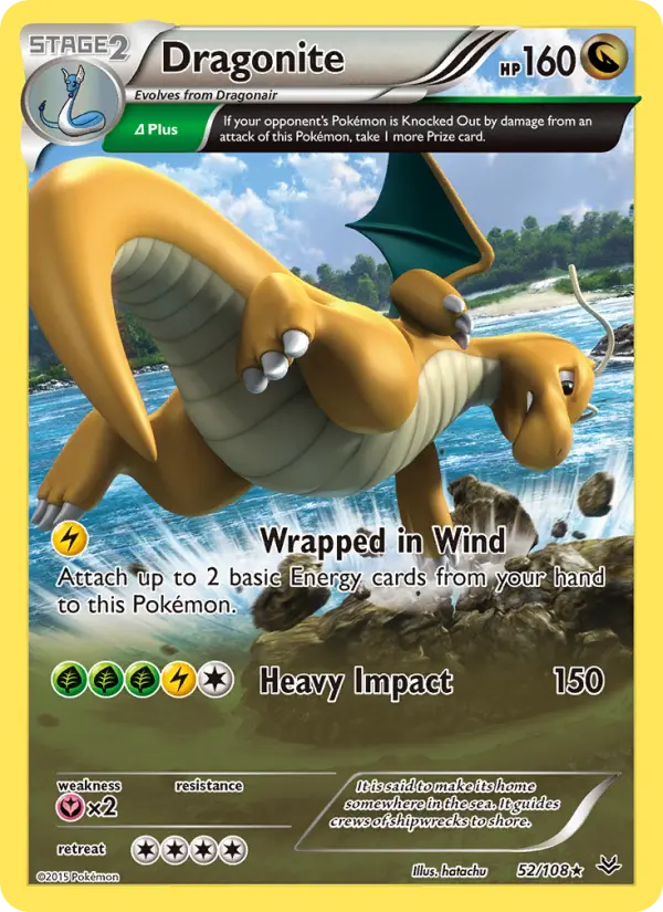 Dragonite Rare Pokemon card #52 from Roaring Skies