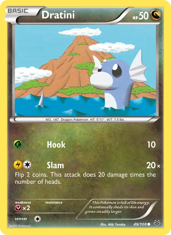 Dratini Common Pokemon card #49 from Roaring Skies