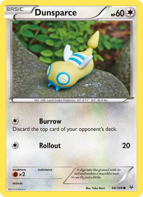 Dunsparce Common Pokemon card #68 from Roaring Skies