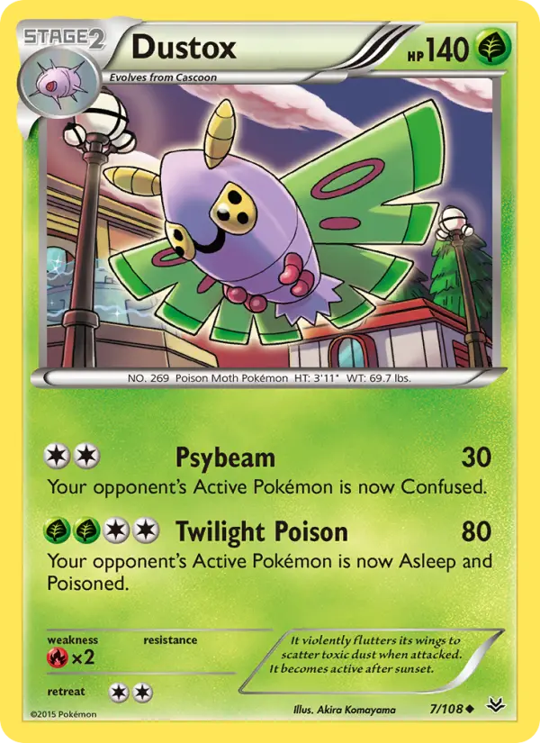 Dustox Uncommon Pokemon card #7 from Roaring Skies