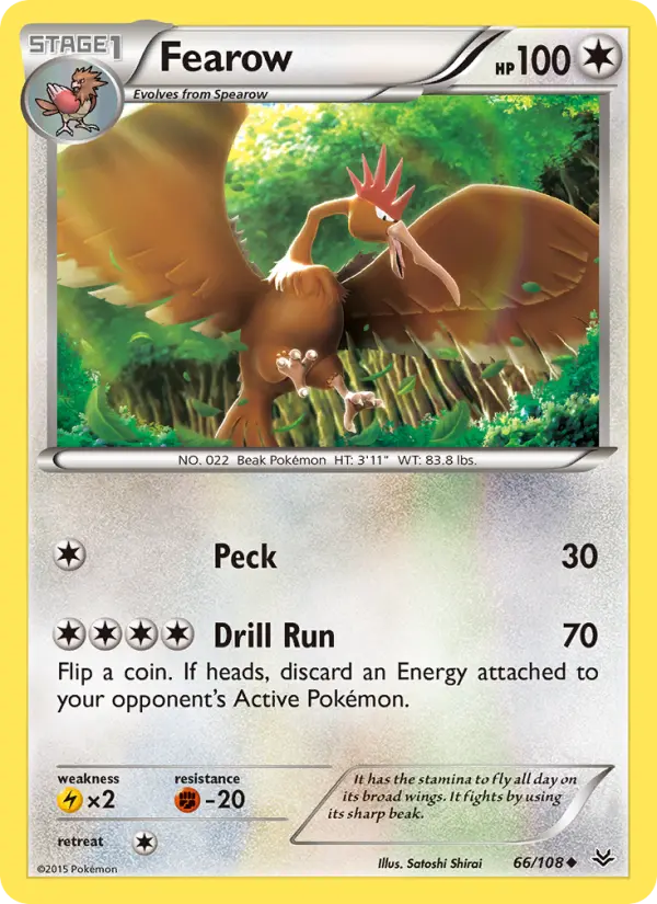 Fearow Uncommon Pokemon card #66 from Roaring Skies