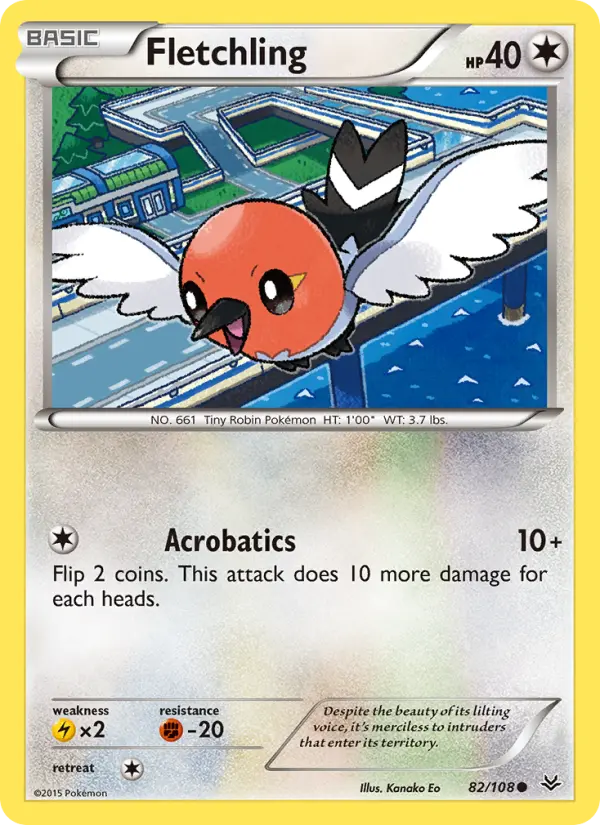 Fletchling Common Pokemon card #82 from Roaring Skies