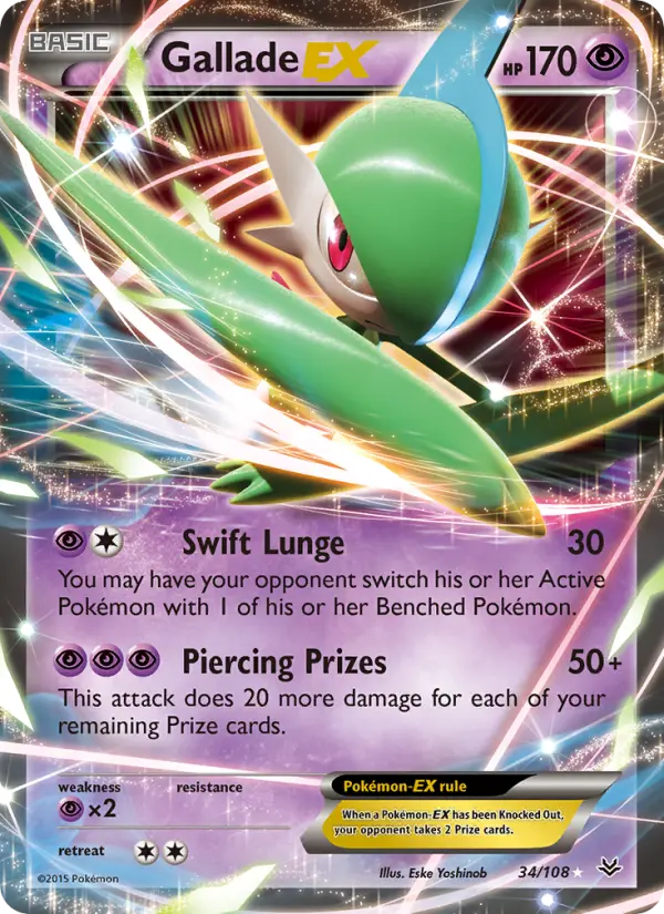 Gallade EX Ultra Rare Pokemon card #34 from Roaring Skies