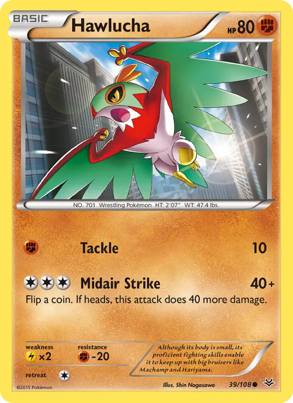 Hawlucha Common Pokemon card #39 from Roaring Skies