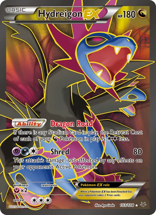 Hydreigon EX Ultra Rare Pokemon card #103 from Roaring Skies