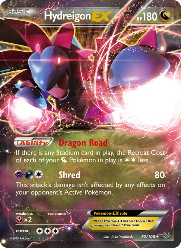 Hydreigon EX Ultra Rare Pokemon card #62 from Roaring Skies