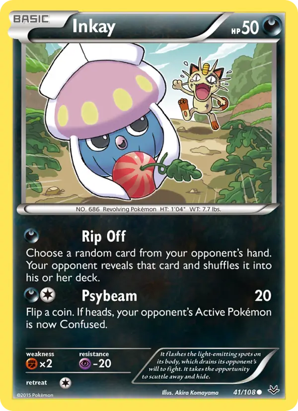 Inkay Common Pokemon card #41 from Roaring Skies