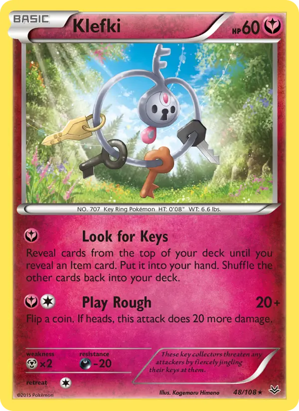 Klefki Rare Pokemon card #48 from Roaring Skies